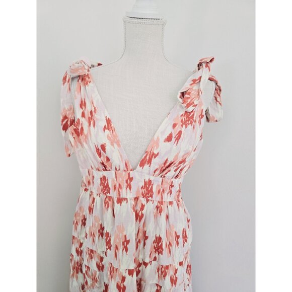 House of Harlow 1960 Linen Blend Midi Maxi Tiered Cottagecore Sleeveless Dress M - Picture 2 of 15